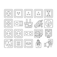 Socket Power Electrical Accessory Icons Set vector