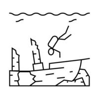 dive course for sunken objects line icon illustration vector