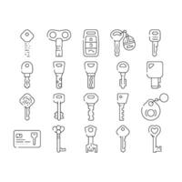 Key For Open And Close Padlock Icons Set vector