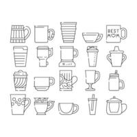 Cup Utensil For Drinking Beverage Icons Set vector