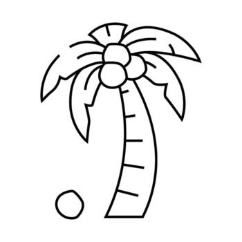 palma árbol Coco línea icono ilustración vector