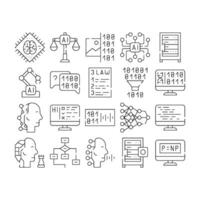 Artificial Intelligence System Icons Set isolated illustration vector