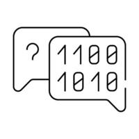 binary code and question mark quote frame line icon illustration vector