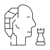 robot head brain play chess line icon illustration vector