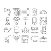 Irrigation System Collection Icons Set isolated illustration vector