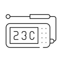 thermometer with probe measuring equipment line icon illustration vector