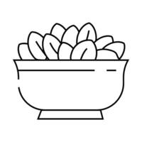 bowl spinach line icon illustration vector