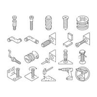 assembly instruction furniture icons set vector