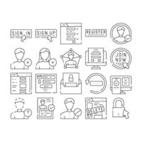 registration form web icons set vector