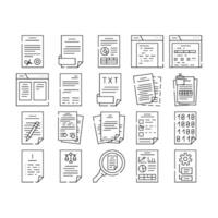document business file office icons set vector