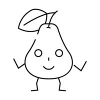 pear character line icon illustration vector
