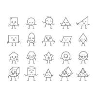 geometric shape funny icons set vector