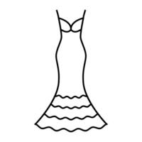 exaggerated drop bride dress line icon illustration vector