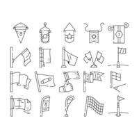 flag start web pennant map icons set vector