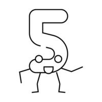 five number character line icon illustration vector