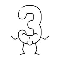 three number character line icon illustration vector