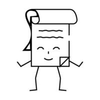 notebook stationery character line icon illustration vector