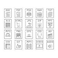 file format document icons set vector