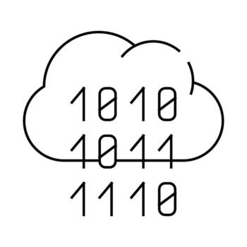 programación binario código nube almacenamiento línea icono ilustración vector