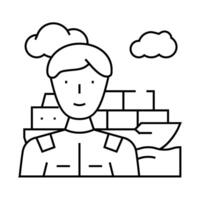 marine engineer worker line icon illustration vector