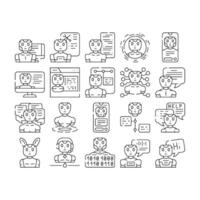 chat bot robot service icons set vector
