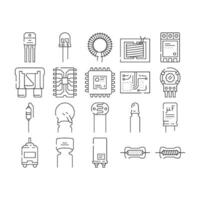 component electronic chip icons set vector