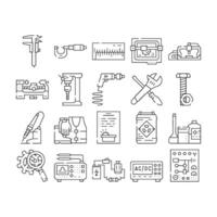 engineering tool work equipment icons set vector