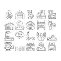 engineer environmental technology icons set vector