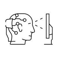 brain interface device future technology line icon illustration vector