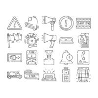 alert caution error danger icons set vector