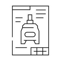 blueprint drafting mechanical engineer line icon illustration vector