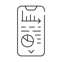 data analysis mobile app line icon illustration vector