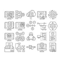 software compute, engineer icons set vector