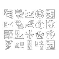 Data Analysis Diagram Collection Icons Set vector