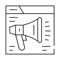 loudspeaker on web site line icon illustration vector