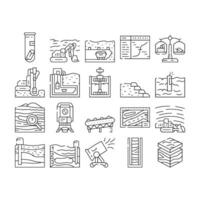 mining engineer industry icons set vector