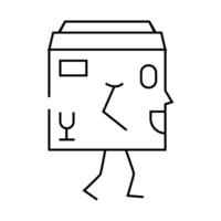 go cardboard box character line icon illustration vector