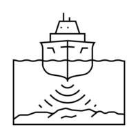 marine noise pollution line icon illustration vector