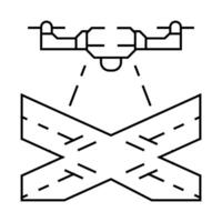 traffic monitoring drone line icon illustration vector