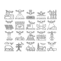 drone use technology icons set vector