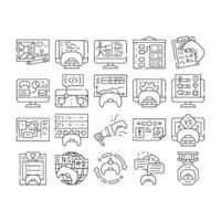 game development software icons set vector