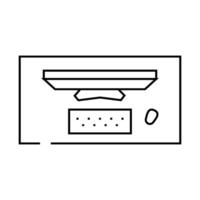 computer table monitor top view line icon illustration vector