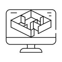 3d modeling architectural drafter line icon illustration vector