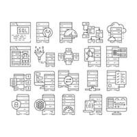 database administrator computer, icons set vector