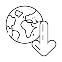 planet down arrow download data line icon illustration vector
