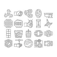 fidget toy pop fun icons set vector
