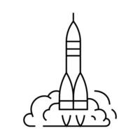 rocket launch space exploration line icon illustration vector