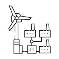 power integration wind turbine line icon illustration vector