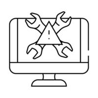 troubleshooting pc repair computer line icon illustration vector