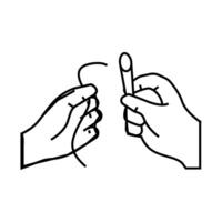 insert thread into needle line icon illustration vector
